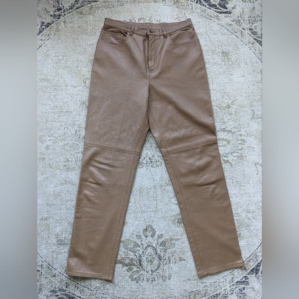 Ralph Lauren Women's Tan Brown Leather Pants Size 10
